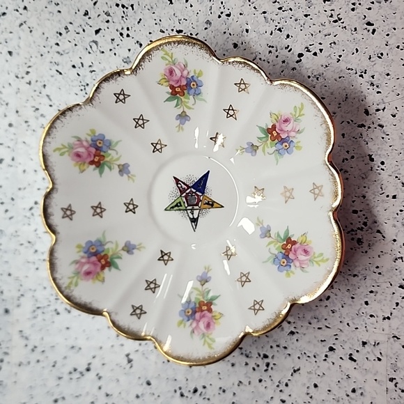 Vintage Royal Stuart Spencer Stevenson Eastern Star Rose Bouquet Cup Saucer Set - Picture 2 of 7